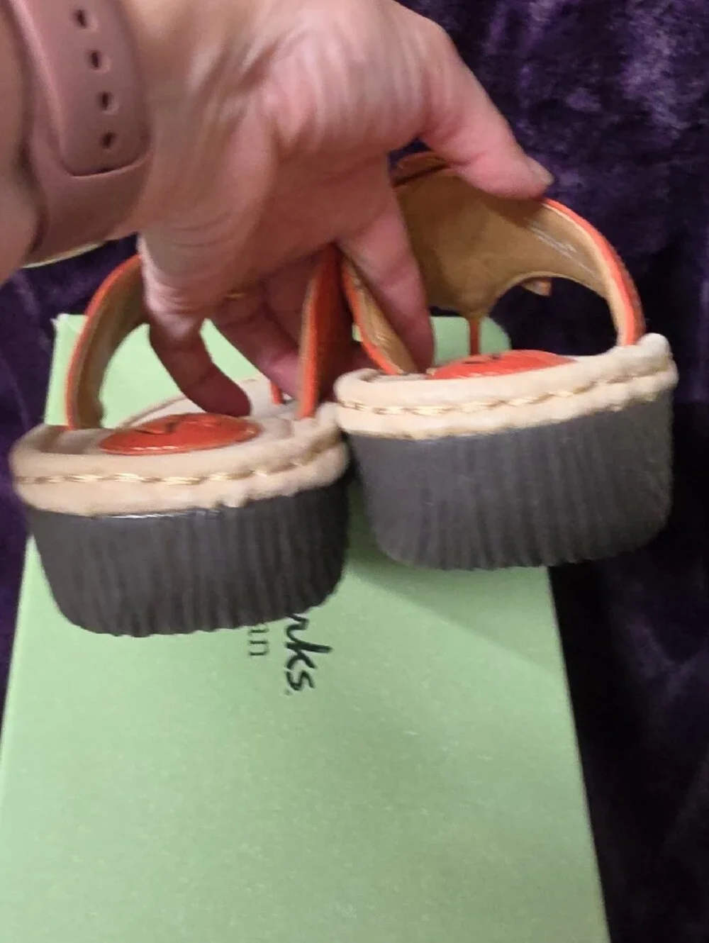 Clarks Coral Latin Palm Leather Floral Sandals Sz 8